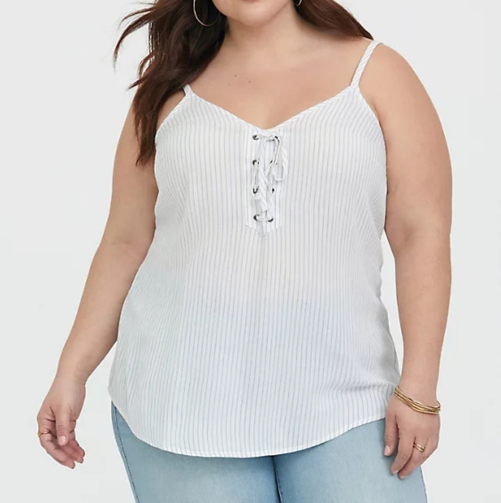 Torrid Sophie Blue Stripe Lace-Up Cami